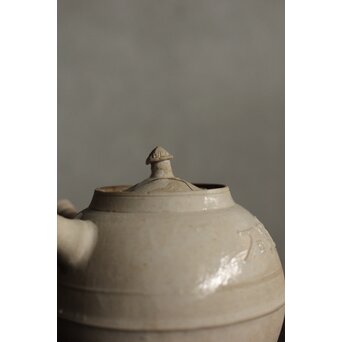 倣 青木木米 白泥眠雲跂石銘 急須 真清水蔵六 識箱　P532 