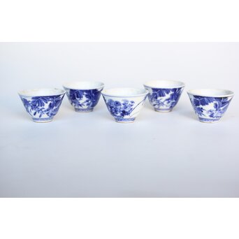 清水七兵衛 染付煎茶碗 五客　P535