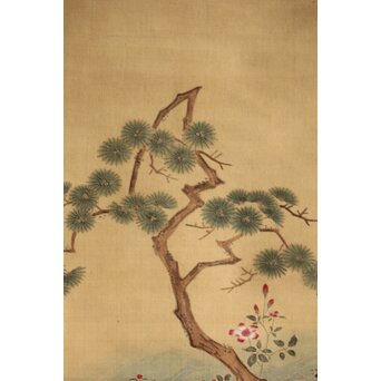 友禅染【布袋唐子図】染絵 染掛軸　Z623 