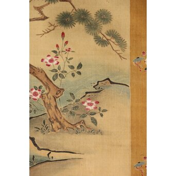 友禅染【布袋唐子図】染絵 染掛軸　Z623 