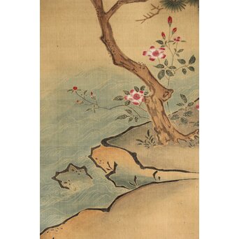 友禅染【布袋唐子図】染絵 染掛軸　Z623 