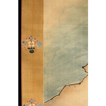 友禅染【布袋唐子図】染絵 染掛軸　Z623 