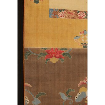 友禅染【布袋唐子図】染絵 染掛軸　Z623 
