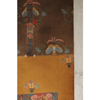 友禅染【布袋唐子図】染絵 染掛軸　Z623 