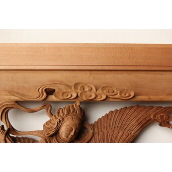 寿光秀作 井波彫刻 天女 木彫欄間 2枚1組　R0466 