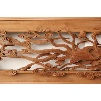 寿光秀作 井波彫刻 天女 木彫欄間 2枚1組　R0466 