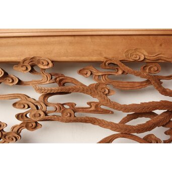 寿光秀作 井波彫刻 天女 木彫欄間 2枚1組　R0466 