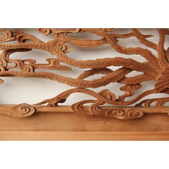 寿光秀作 井波彫刻 天女 木彫欄間 2枚1組　R0466 