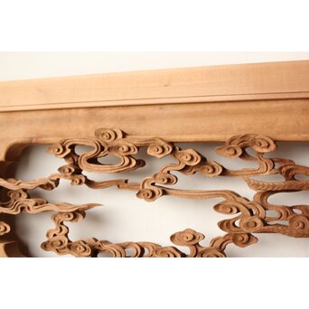 寿光秀作 井波彫刻 天女 木彫欄間 2枚1組　R0466 