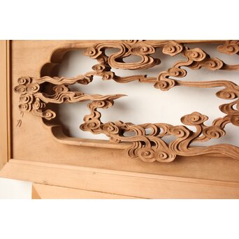 寿光秀作 井波彫刻 天女 木彫欄間 2枚1組　R0466 