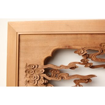 寿光秀作 井波彫刻 天女 木彫欄間 2枚1組　R0466 