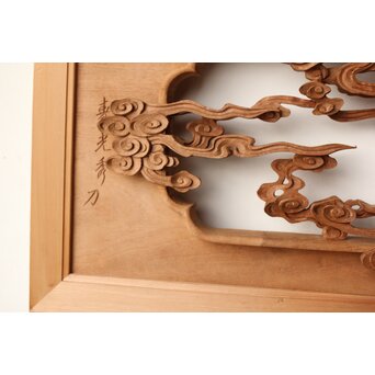 寿光秀作 井波彫刻 天女 木彫欄間 2枚1組　R0466 