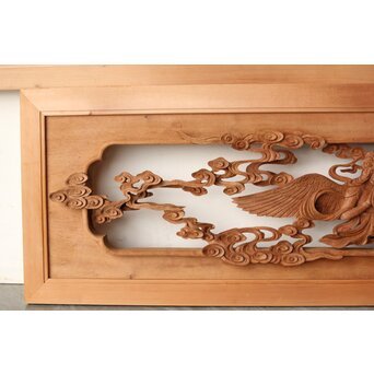 寿光秀作 井波彫刻 天女 木彫欄間 2枚1組　R0466 