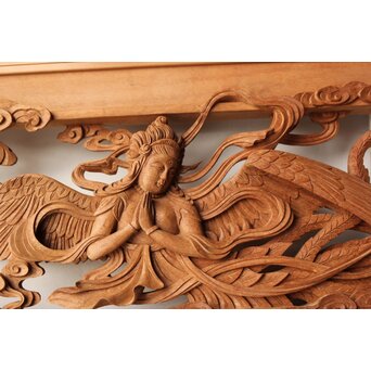 寿光秀作 井波彫刻 天女 木彫欄間 2枚1組　R0466 