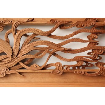 寿光秀作 井波彫刻 天女 木彫欄間 2枚1組　R0466 