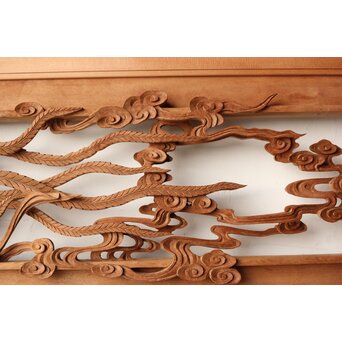 寿光秀作 井波彫刻 天女 木彫欄間 2枚1組　R0466 