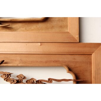 寿光秀作 井波彫刻 天女 木彫欄間 2枚1組　R0466 