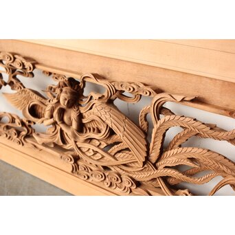 寿光秀作 井波彫刻 天女 木彫欄間 2枚1組　R0466 