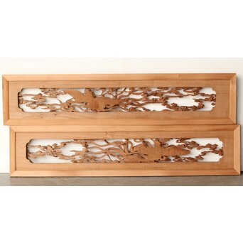 寿光秀作 井波彫刻 天女 木彫欄間 2枚1組　R0466 ウラ