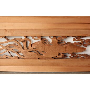 寿光秀作 井波彫刻 天女 木彫欄間 2枚1組　R0466 