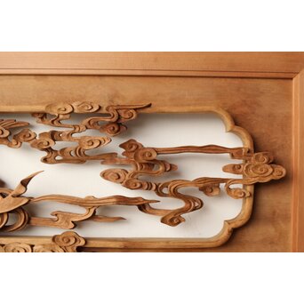 寿光秀作 井波彫刻 天女 木彫欄間 2枚1組　R0466 