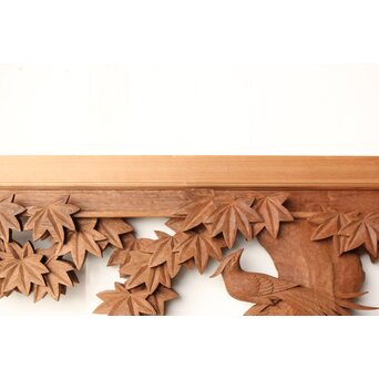 寺崎明 井波彫刻 花鳥木彫欄間 2枚1組　R0467 