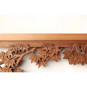 寺崎明 井波彫刻 花鳥木彫欄間 2枚1組　R0467 