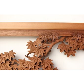 寺崎明 井波彫刻 花鳥木彫欄間 2枚1組　R0467 