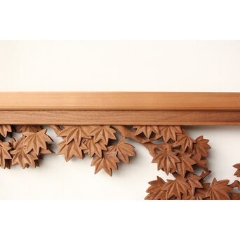 寺崎明 井波彫刻 花鳥木彫欄間 2枚1組　R0467 