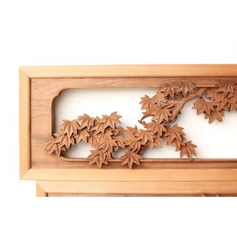 寺崎明 井波彫刻 花鳥木彫欄間 2枚1組　R0467 