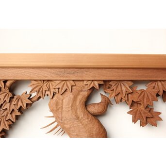 寺崎明 井波彫刻 花鳥木彫欄間 2枚1組　R0467 