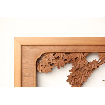 寺崎明 井波彫刻 花鳥木彫欄間 2枚1組　R0467 