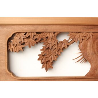 寺崎明 井波彫刻 花鳥木彫欄間 2枚1組　R0467 