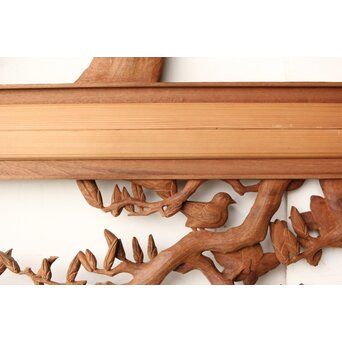 寺崎明 井波彫刻 花鳥木彫欄間 2枚1組　R0467 