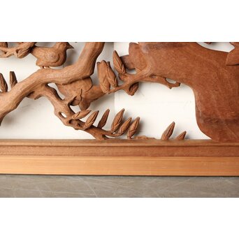 寺崎明 井波彫刻 花鳥木彫欄間 2枚1組　R0467 