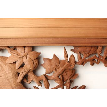 寺崎明 井波彫刻 花鳥木彫欄間 2枚1組　R0467 