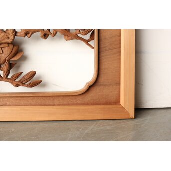 寺崎明 井波彫刻 花鳥木彫欄間 2枚1組　R0467 