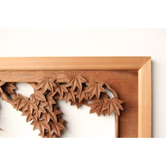 寺崎明 井波彫刻 花鳥木彫欄間 2枚1組　R0467 