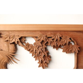 寺崎明 井波彫刻 花鳥木彫欄間 2枚1組　R0467 