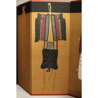 芹沢銈介 型染 ばんどり図屏風　Z626 