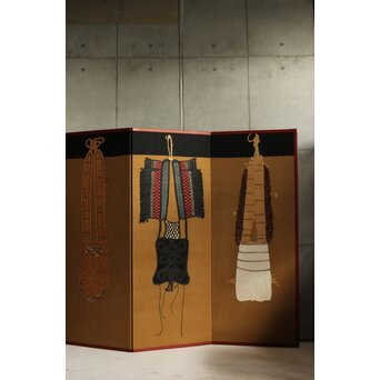 芹沢銈介 型染 ばんどり図屏風　Z626 