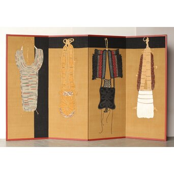 芹沢銈介 型染 ばんどり図屏風　Z626 