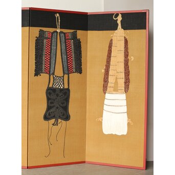 芹沢銈介 型染 ばんどり図屏風　Z626 