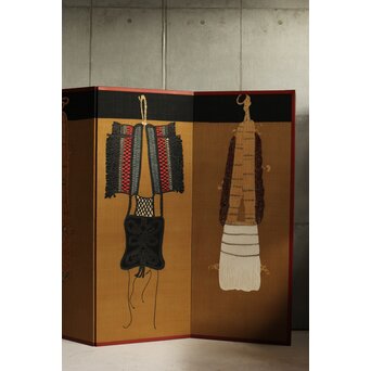 芹沢銈介 型染 ばんどり図屏風　Z626 