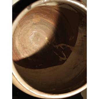 江戸時代 古武雄 鉄絵緑彩松岩文 水甕　P537 