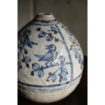 新開寛山 鳥と実 花瓶　P538 