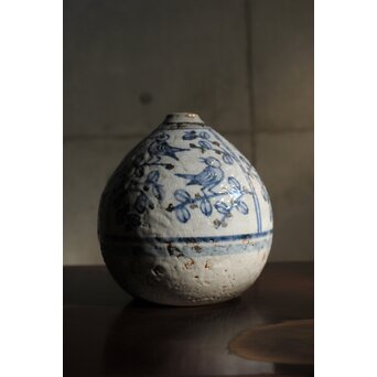 新開寛山 鳥と実 花瓶　P538 