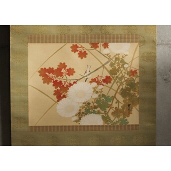 木村武山 花鳥画 絹本軸装　Z629