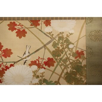 木村武山 花鳥画 絹本軸装　Z629 