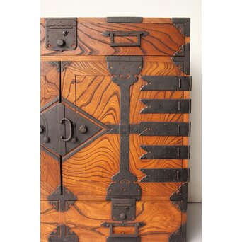 総欅 観音開 帳場箪笥　C412 